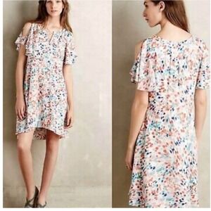 MAEVE By‎ Anthropologie Fluttered Sleeve Watercolor Dress Multicolor Size Large